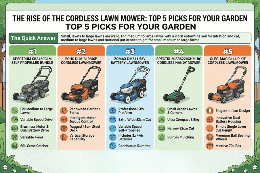 best cordless mowers infographic