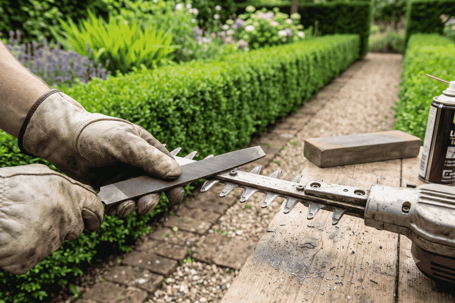 how to sharpen hedge trimmer